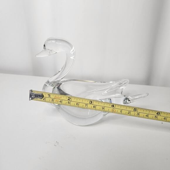 Vintage Crystal Clear Swan Sculpture Figurine 5.5" x 4.5" Glass Art - Picture 5 of 7
